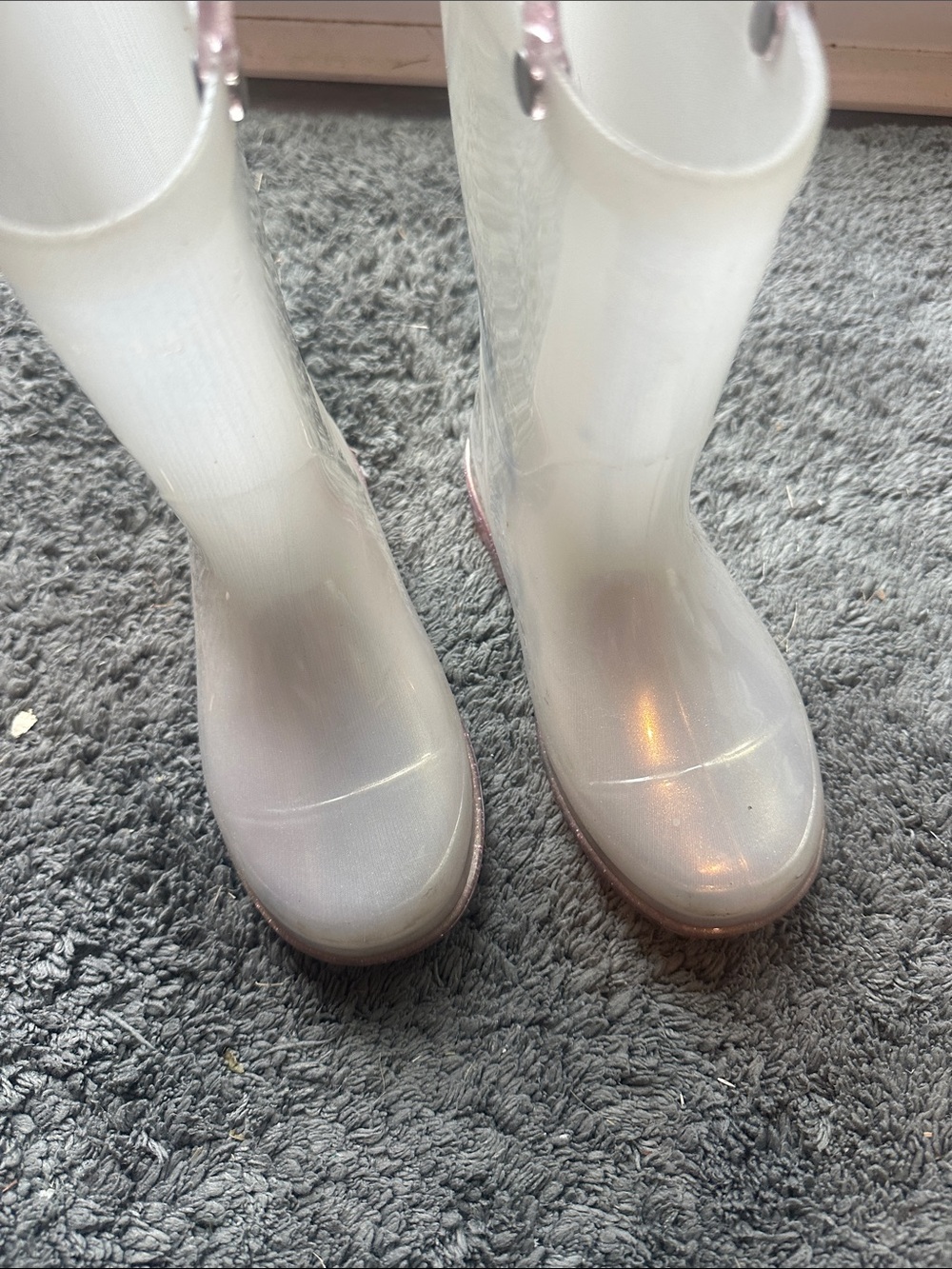 Western Chief Iridescent Clear Tall Rain Boots - Pink Accents